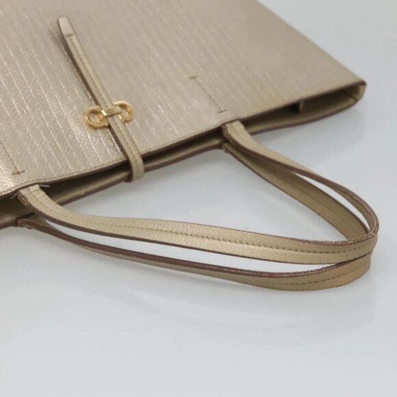 Salvatore Ferragamo Gancini Tote Bag Leather Gold Auth - Picture 5 of 16